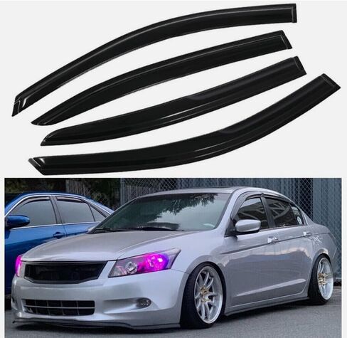 منحرف تنفيس مناسب لملحقات هوندا أكورد 2008-2012 JDM-أسود، 4 قطعة حاجب نافذة تنفيس واقي الشمس والمطر منحرف الرياح in Kuwait