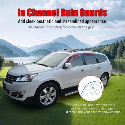 IKON MOTORSPORTS in Channel Window Visors Compatible with 2009-2017 Chevrolet Traverse, Acrylic Smoke/Tinted Rain Guards, Side Window Wind Deflectors 4PCS in Kuwait