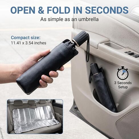 1 PC Foldable Car Windshield Sun Shade, Umbrella-style Retractable Sunshade with Silver Coated Fabric, Universal for Most Cars, Trucks, SUVs (Silver) in Kuwait