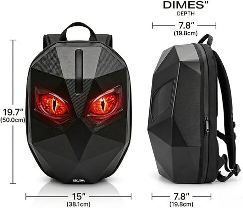 Motorcycle Helmet Backpack, Expandable Hard Shell LED Backpack with Programmable Screen, Water-Resistant Riding Bag & Laptop Daypack for Men, App Controlled DIY Display for Night Safety in Kuwait