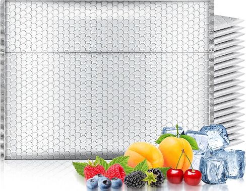 25 Pack Thermal Bubble Mailer, 11 x 15.43 In Metallic Bubble Mailers, Foil Mailing Envelopes, Waterproof Padded Envelopes, Self Seal Insulated Mailers for Cold Shipping Food Cosmetics(Silver) in Kuwait
