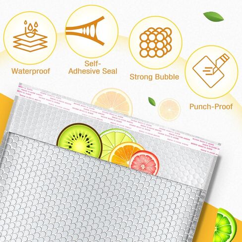 25 Pack Thermal Bubble Mailer, 11 x 15.43 In Metallic Bubble Mailers, Foil Mailing Envelopes, Waterproof Padded Envelopes, Self Seal Insulated Mailers for Cold Shipping Food Cosmetics(Silver) in Kuwait