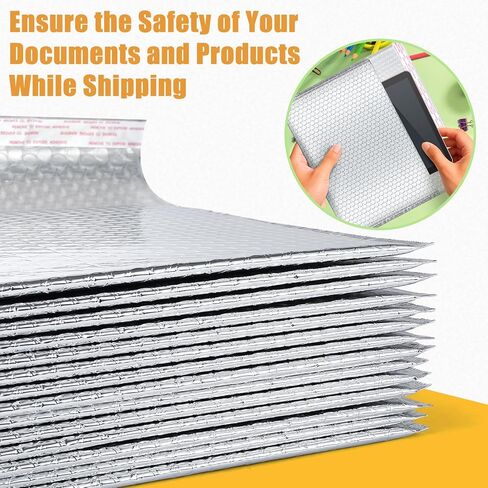 25 Pack Thermal Bubble Mailer, 11 x 15.43 In Metallic Bubble Mailers, Foil Mailing Envelopes, Waterproof Padded Envelopes, Self Seal Insulated Mailers for Cold Shipping Food Cosmetics(Silver) in Kuwait