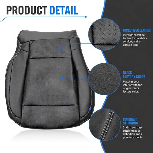 GXARTS Driver Side Bottom Replacement Leather Perforated Seat Cover Black #HB or EB Compatible with Ford F150 Lariat 2015 2016 2017 Fit For Ford F250 F350 F450 F550 2017-2022 in Kuwait