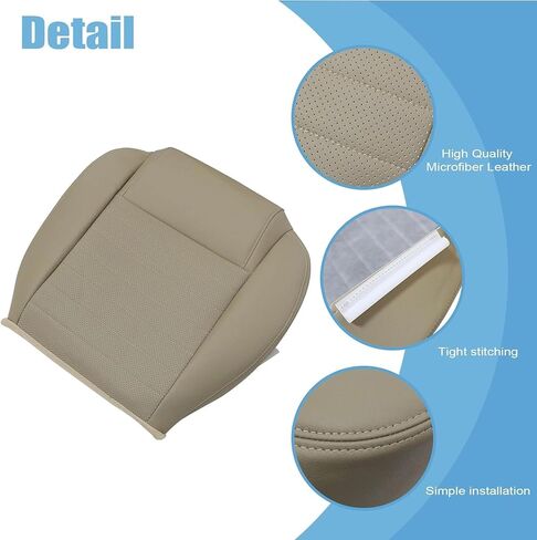 Driver Side Bottom & Top Lean Back Perforated Leather Seat Cover Tan Compatible with Ford Mustang 2005 2006 2007 2008 2009 in Kuwait