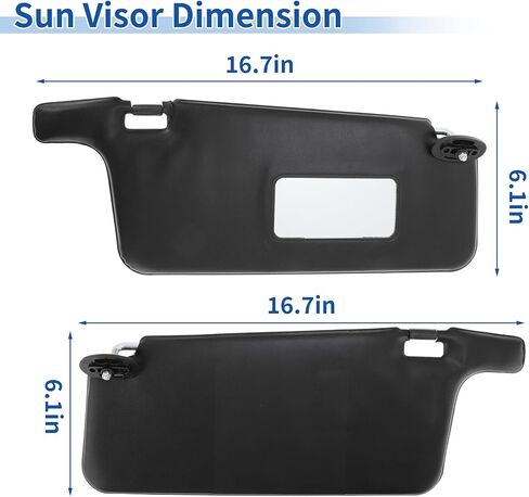 مجموعة حاجب الشمس الداخلي مناسبة لسيارة Honda Civic 1996-2000 1.6L L4، واقيات الشمس اليسرى واليمنى قطعة بديلة سوداء رقم 83230-S01-A32ZC/83280-S01-A32ZA in Kuwait