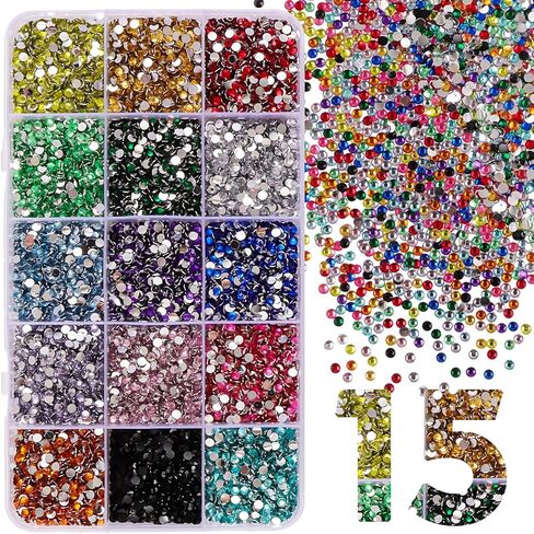 3750PCS Resin Jelly Rhinestones for Crafting, Bedazzling Kit with Flatback Gems Rhinestones, 5mm Colorful Crystals Gems for DIY Crafts Clothing Shoes Nail Art Decoration in Saudi Arabia