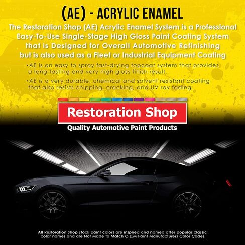 Restoration Shop - Boulevard Black Acrylic Enamel Auto Paint - Complete Gallon Paint Kit - Professional Single Stage High Gloss Automotive, Car, Truck, Equipment Coating, 8:1 Mix Ratio, 2.8 VOC in Kuwait