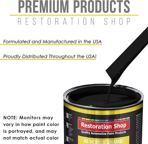 Restoration Shop - Boulevard Black Acrylic Enamel Auto Paint - Complete Gallon Paint Kit - Professional Single Stage High Gloss Automotive, Car, Truck, Equipment Coating, 8:1 Mix Ratio, 2.8 VOC in Kuwait