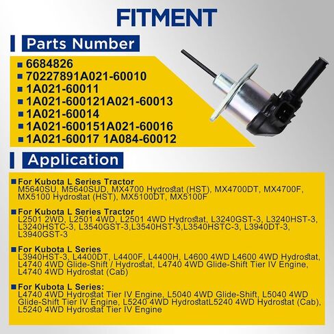 1A021-60015 1A021-60017 الوقود اغلاق الملف اللولبي 12V لمحرك كوبوتا V2003 V2203 V2403 D1503 D1703 D1803 L2800 L3130 L3200 L3430 البوبكات S150 S160 S175 S185 T190 1A021-60010، 6684826، 7022789 in Kuwait