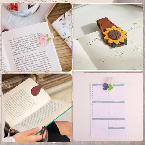 6Pcs Magnetic Leather Bookmark, Magnetic PU Book Marks Gifts for Reading Women Book Lovers Student Teacher Book Accessories in Saudi Arabia
