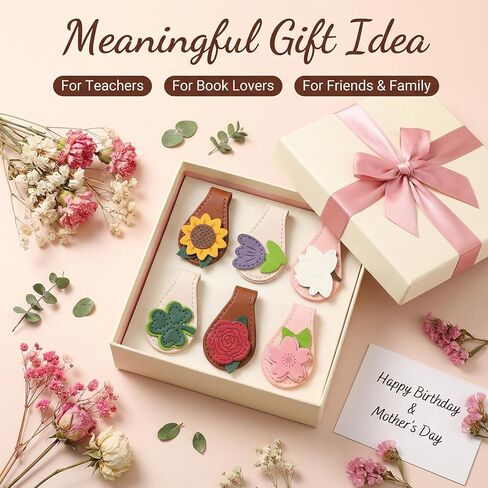 6Pcs Magnetic Leather Bookmark, Magnetic PU Book Marks Gifts for Reading Women Book Lovers Student Teacher Book Accessories in Saudi Arabia