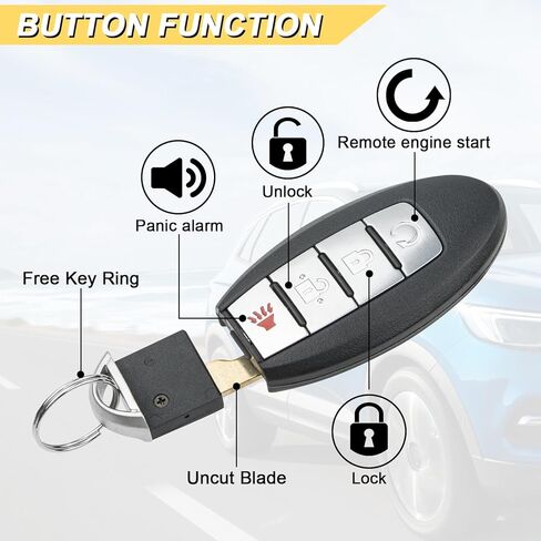 استبدال Vurkcy Key Fob لـ 2016-2020 Nissan Pathfinder/ 15-18 Murano SV/ 17-18 Titan جهاز التحكم عن بعد للدخول بدون مفتاح للسيارة، KR5S180144014، 4 أزرار in Kuwait