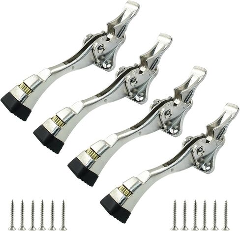 Jiozermi 4pcs 4 Inch KickDown Door Stopper, Aluminum Heavy Duty Door Stop with Non-Slip Rubber Tip for Wood Concrete Tiled Carpeted Floors, Satin Nickel in Saudi Arabia