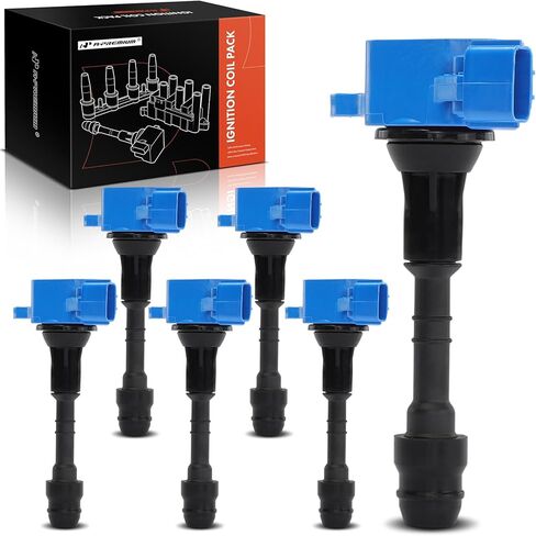 A-Premium Engine Ignition Coil Pack Compatible with Nissan 350Z 2003-2006 & Infiniti FX35 2003-2008, G35 2003-2007, M35 2006-2008, 3.5L, Set of 6, Red in Kuwait