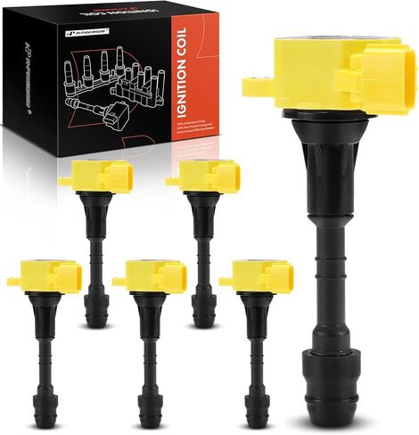 A-Premium Engine Ignition Coil Pack Compatible with Nissan 350Z 2003-2006 & Infiniti FX35 2003-2008, G35 2003-2007, M35 2006-2008, 3.5L, Set of 6, Red in Kuwait
