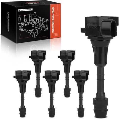 A-Premium Engine Ignition Coil Pack Compatible with Nissan 350Z 2003-2006 & Infiniti FX35 2003-2008, G35 2003-2007, M35 2006-2008, 3.5L, Set of 6, Red in Kuwait