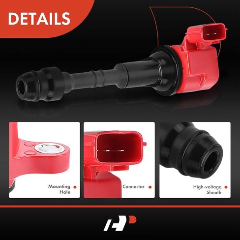 A-Premium Engine Ignition Coil Pack Compatible with Nissan 350Z 2003-2006 & Infiniti FX35 2003-2008, G35 2003-2007, M35 2006-2008, 3.5L, Set of 6, Red in Kuwait