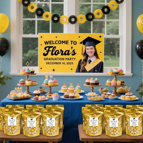 50 Pack Graduation Popcorn Bags with Thanks for Popping By To Celebrate Stickers Stand up Zip Pouches Treat Bags Class of 2026 Popcorn Treat Bag for Graduation Party Favors(She did it) in Kuwait