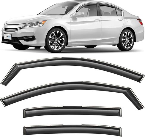 CLIM ART في القناة واقيات مطر متينة بشكل لا يصدق لسيارة Honda Accord 2013-2017 سيدان، عاكسات النوافذ الأصلية، أقنعة نافذة التهوية، عاكس التهوية، 4 قطع. - 613274 in Saudi Arabia