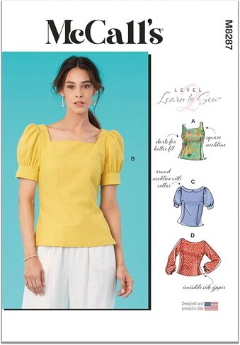 McCalls M8287A5 Misses' Tops Sewing Pattern Kit, Design Code M8287, Sizes 6-8-10-12-14 in Saudi Arabia
