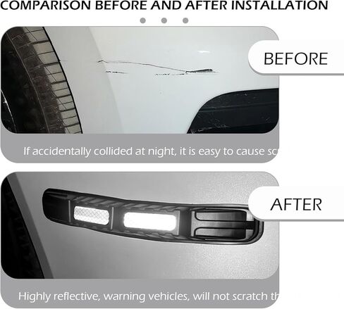 2 PCS Car Bumper Guard Strip, Anti-Collision Foldable Bumper Protector Trim with Strong Reflective Patch, 9.6" x 0.45" Car Door Edge Guards, Universal Car Night Safe Drive Accessories (White) in Saudi Arabia