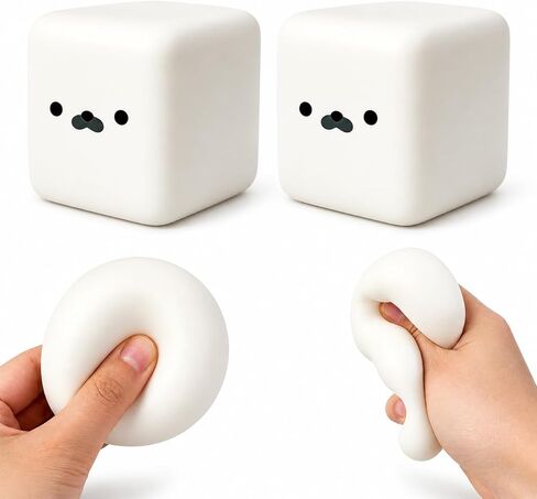 2Pcs Marshmallow Squishy,Seal Tofu Shaped Squishy Toy, Slow Coconut Oil Stress Ball,Cute Desk Decor Stress Ball for Focus and Relaxation, for Students and Adults (White) in Kuwait