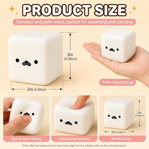 2Pcs Marshmallow Squishy,Seal Tofu Shaped Squishy Toy, Slow Coconut Oil Stress Ball,Cute Desk Decor Stress Ball for Focus and Relaxation, for Students and Adults (White) in Kuwait
