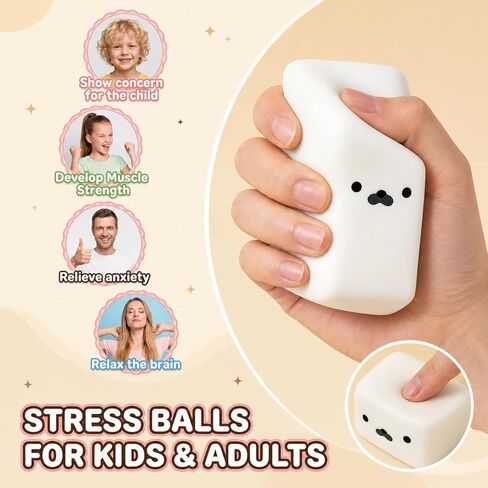 2Pcs Marshmallow Squishy,Seal Tofu Shaped Squishy Toy, Slow Coconut Oil Stress Ball,Cute Desk Decor Stress Ball for Focus and Relaxation, for Students and Adults (White) in Kuwait