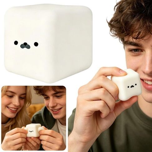 2Pcs Marshmallow Squishy,Seal Tofu Shaped Squishy Toy, Slow Coconut Oil Stress Ball,Cute Desk Decor Stress Ball for Focus and Relaxation, for Students and Adults (White) in Kuwait