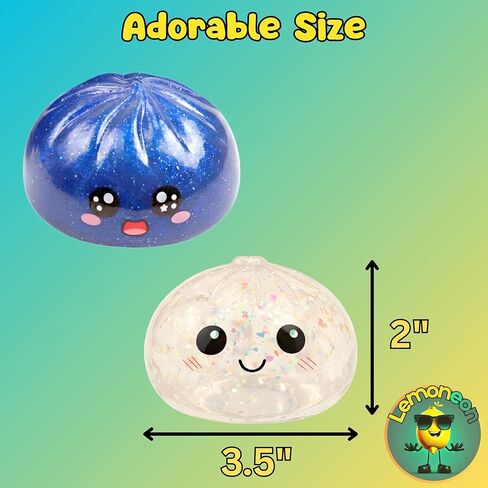 Glitter Dumpling Squishy Mystery Box 2 Pcs - 2026 Upgraded Dumplings Squishes for Adults Teens Squeeze Easter Basket Stuffers & Stocking Stuff Smiling White and Sad Blue in Saudi Arabia