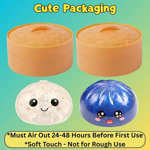 Glitter Dumpling Squishy Mystery Box 2 Pcs - 2026 Upgraded Dumplings Squishes for Adults Teens Squeeze Easter Basket Stuffers & Stocking Stuff Smiling White and Sad Blue in Saudi Arabia