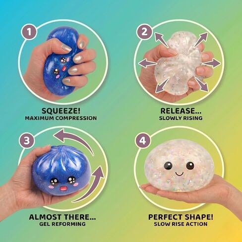 Glitter Dumpling Squishy Mystery Box 2 Pcs - 2026 Upgraded Dumplings Squishes for Adults Teens Squeeze Easter Basket Stuffers & Stocking Stuff Smiling White and Sad Blue in Saudi Arabia