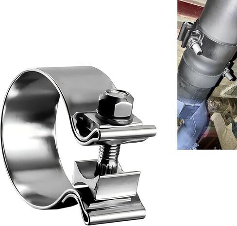 2.5 Inch Car Exhaust Clamp, Stainless Steel Narrow Band Muffler Clamp, Adjustable Exhaust Pipe O-Type Buckle Fastener, Universal for Muffler and Exhaust System Repair (Silver) in Saudi Arabia