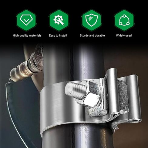 2.5 Inch Car Exhaust Clamp, Stainless Steel Narrow Band Muffler Clamp, Adjustable Exhaust Pipe O-Type Buckle Fastener, Universal for Muffler and Exhaust System Repair (Silver) in Saudi Arabia