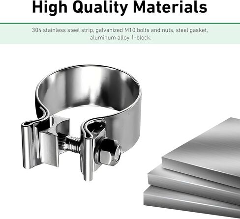 2.5 Inch Car Exhaust Clamp, Stainless Steel Narrow Band Muffler Clamp, Adjustable Exhaust Pipe O-Type Buckle Fastener, Universal for Muffler and Exhaust System Repair (Silver) in Saudi Arabia