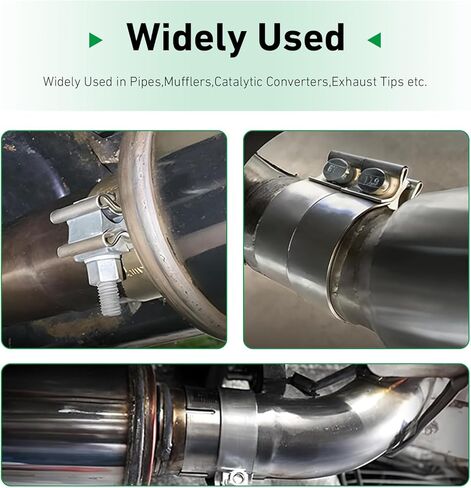 2.5 Inch Car Exhaust Clamp, Stainless Steel Narrow Band Muffler Clamp, Adjustable Exhaust Pipe O-Type Buckle Fastener, Universal for Muffler and Exhaust System Repair (Silver) in Saudi Arabia