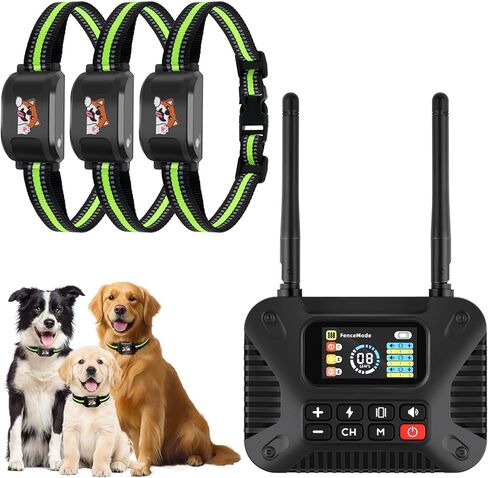Pet Smart Wireless Dog Fence Collar for 3 Dogs 2.4GHz Electric Dog Fence Portable Waterproof Rechargeable Pet Training Collars (1 Controller & 3 Collar) in Saudi Arabia
