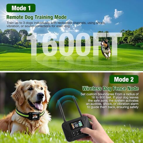 Pet Smart Wireless Dog Fence Collar for 3 Dogs 2.4GHz Electric Dog Fence Portable Waterproof Rechargeable Pet Training Collars (1 Controller & 3 Collar) in Saudi Arabia