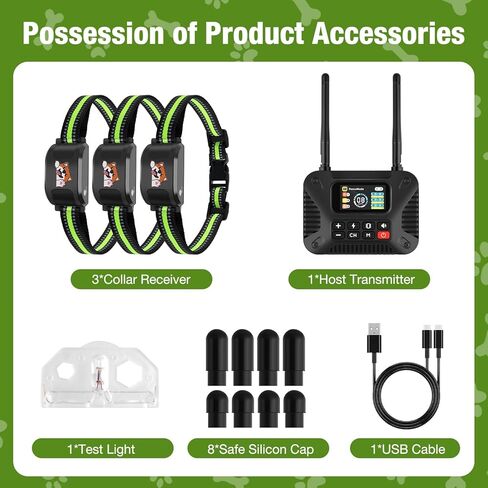 Pet Smart Wireless Dog Fence Collar for 3 Dogs 2.4GHz Electric Dog Fence Portable Waterproof Rechargeable Pet Training Collars (1 Controller & 3 Collar) in Saudi Arabia