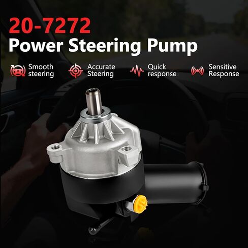 HYR Power Steering Pump with Reservoir Compatible with 1990-1996 Ford F-150 F-350 Bronco; 1990-1997 F-250; 1990 F-200, Replace # 20-7272, 207272, 207272F, E7TZ3A674BBRM, F0TZ3A674A in Kuwait