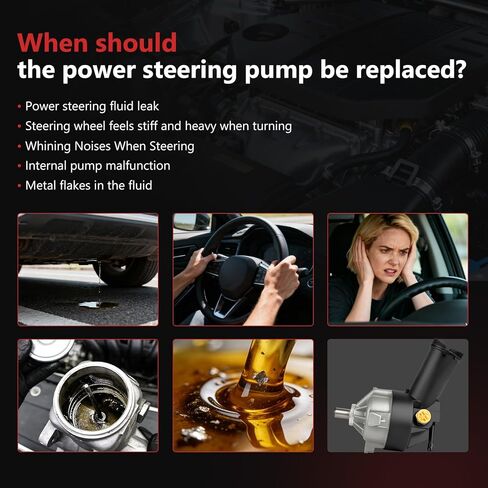 HYR Power Steering Pump with Reservoir Compatible with 1990-1996 Ford F-150 F-350 Bronco; 1990-1997 F-250; 1990 F-200, Replace # 20-7272, 207272, 207272F, E7TZ3A674BBRM, F0TZ3A674A in Kuwait