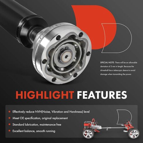A-Premium Rear Drive Shaft Driveshaft Assembly Compatible with Audi A4 Quattro 1998-2002, S4 2000-2002, [Automatic Transmission], Replace# 8D0521101H, 8D0521101A, Complete Prop Shaft in Kuwait