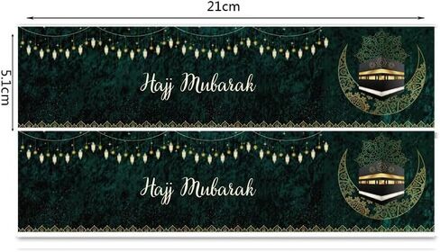 36PCS Hajj Mubarak Water Bottle Sticker Labels Ramadan Party Supplies Islamic Muslim Eid Party Decorations(Green) in Saudi Arabia