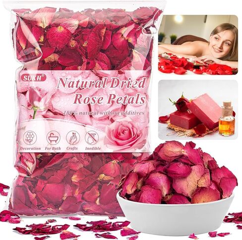 Sukh 3oz Dried Rose Petals - Dry Rose Petals Real Rose Petals Dried Organic for Rose Bath Spa Rose Quartz Candle Soap Making Wedding Confetti Resin Jewelry DIY Crafts Accessories in Saudi Arabia