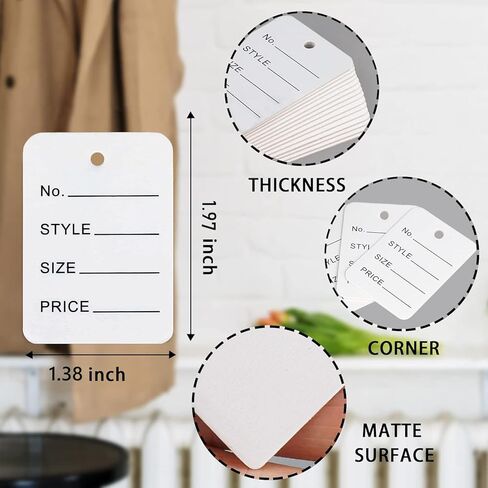 1000Pcs Price Tags, 1.97 X 1.38 inch White Clothing Tags, Writable Store Tags with Box Package for Jewelry, Clothing Pricing in Saudi Arabia