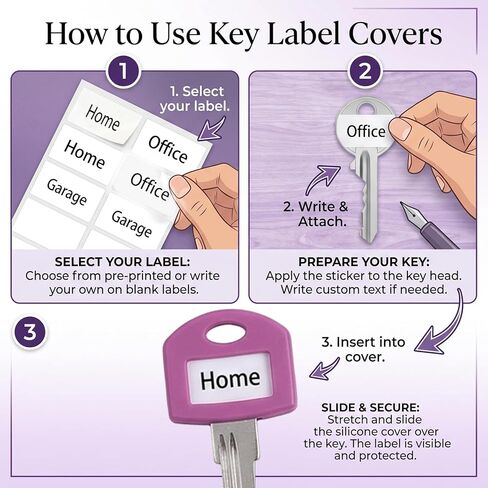 12 Pcs Silicone Key Covers Caps, 6 Colors Key Identifiers with Clear Windows & Labels, 1 Inch Key Protectors for Standard Flat House Keys, Easy Key Organization in Saudi Arabia