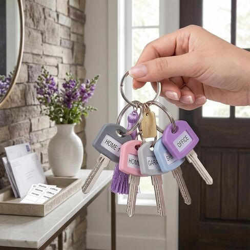 12 Pcs Silicone Key Covers Caps, 6 Colors Key Identifiers with Clear Windows & Labels, 1 Inch Key Protectors for Standard Flat House Keys, Easy Key Organization in Saudi Arabia