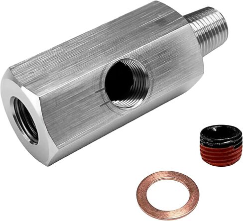 محول تي شيرت بمستشعر ضغط الزيت 1/8 NPT، تركيب تي شيرت لضغط زيت السيارة من الفولاذ المقاوم للصدأ مع منفذ جانبي، خرطوم قياس خط تغذية توربو مناسب للسيارات وسيارات الدفع الرباعي والشاحنات in Saudi Arabia