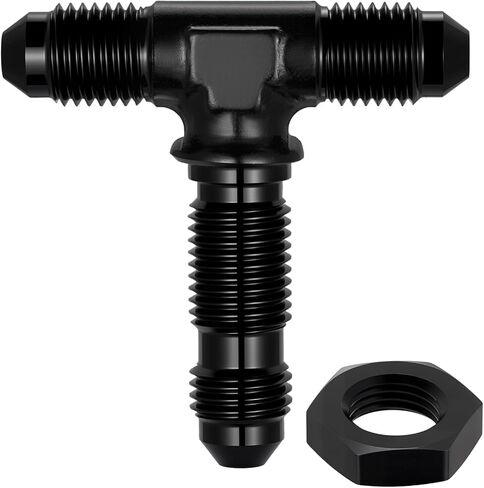 EVIL ENERGY 8AN Male Flare Bulkhead on Side Tee T Fitting Adapter, Bulkhead Tee with AN8 Nut Aluminum Black in Kuwait